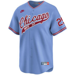 Alternative view of Andrew Vaughn Chicago White Sox Blue 1972 Throwback Jersey - All Stitched