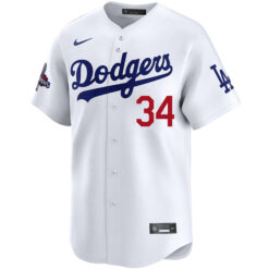 Alternative view of Fernando Valenzuela Los Angeles Dodgers White Home Limited Jersey - All Stitched