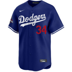 Alternative view of Fernando Valenzuela Los Angeles Dodgers Royal Blue Alternate Limited Jersey - All Stitched
