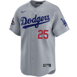 Alternative view of Tommy Edman Los Angeles Dodgers Grey Alternate Limited Jersey - All Stitched