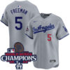 Freddie Freeman Los Angeles Dodgers Grey Road Limited Jersey - All Stitched
