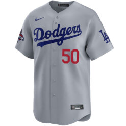 Alternative view of Mookie Betts Los Angeles Dodgers Grey Alternate Limited Jersey - All Stitched
