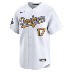 Alternative view of Shohei Ohtani Los Angeles Dodgers White 2025 Gold Collection Limited Jersey - All Stitched