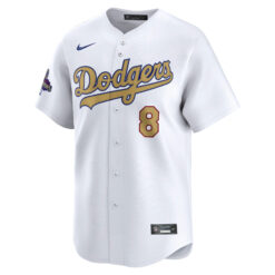 Alternative view of Kike Hernandez Los Angeles Dodgers White 2025 Gold Collection Limited Jersey - All Stitched