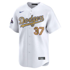 Alternative view of Teoscar Hernandez Los Angeles Dodgers White 2025 Gold Collection Limited Jersey - All Stitched