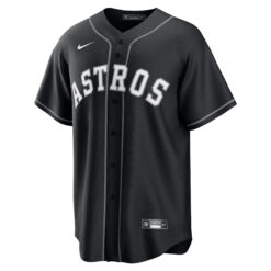 Alternative view of Jose Altuve Houston Astros Black Out Jersey - All Stitched