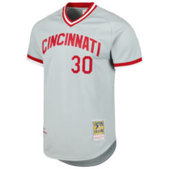 Alternative view of Ken Griffey Jr Cincinnati Reds Grey 2004 Throwback Jersey - All Stitched