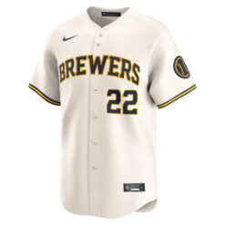 Alternative view of Christian Yelich Milwaukee Brewers Cream Home Limited Jersey - All Stitched