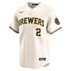 Alternative view of Brice Turang Milwaukee Brewers Cream Home Limited Jersey - All Stitched