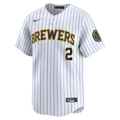 Alternative view of Brice Turang Milwaukee Brewers White Alternate Limited Jersey - All Stitched