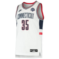 Alternative view of Azzi Fudd UConn Huskies Women's Basketball White Throwback Jersey - All Stitched