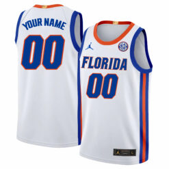 Alternative view of Custom Florida Gators Basketball White 2025 National Champions Jersey - All Stitched