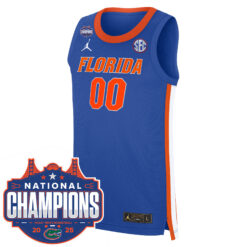 Alternative view of Custom Florida Gators Basketball Royal Blue 2025 National Champions Jersey - All Stitched