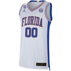 Alternative view of Custom Florida Gators Basketball White Retro 2025 National Champions Jersey - All Stitched