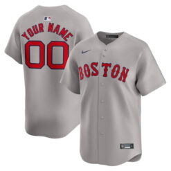 Custom Boston Red Sox Gray Away Limited Jersey - All Stitched