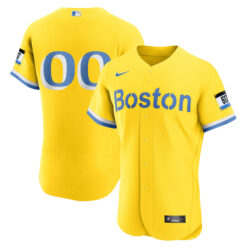 Custom Boston Red Sox Gold City Connect Elite Jersey - All Stitched