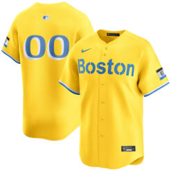 Custom Boston Red Sox Gold City Connect Limited Jersey - All Stitched