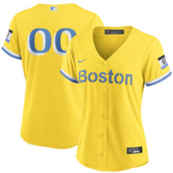 Alternative view of Custom Boston Red Sox Gold City Connect Jersey - All Stitched
