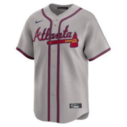 Alternative view of Ozzie Albies Atlanta Braves Grey Road Limited Jersey - All Stitched