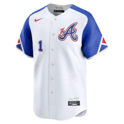 Alternative view of Ozzie Albies Atlanta Braves White City Connect Limited Jersey - All Stitched