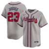 David Justice Atlanta Braves Grey Road Limited Jersey - All Stitched
