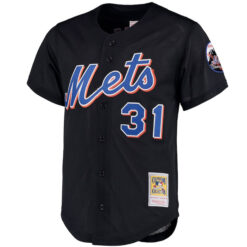 Alternative view of Mike Piazza New York Mets Black Cooperstown Collection Jersey - All Stitched