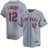 Francisco Lindor New York Mets Grey Road Limited Jersey - All Stitched