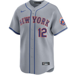 Alternative view of Francisco Lindor New York Mets Grey Road Limited Jersey - All Stitched