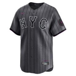 Alternative view of Francisco Lindor New York Mets Dark Grey City Connect Limited Jersey - All Stitched