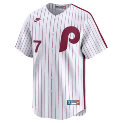 Alternative view of Trea Turner Philadelphia Phillies White Cooperstown Limited Jersey - All Stitched
