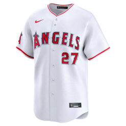 Alternative view of Mike Trout Los Angeles Angels White Home Limited Jersey - All Stitched