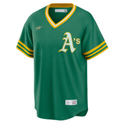 Alternative view of Jacob Wilson Oakland Athletics Green Cooperstown Collection Jersey - All Stitched