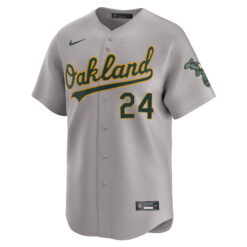 Alternative view of Rickey Henderson Oakland Athletics Grey Road Limited Jersey - All Stitched