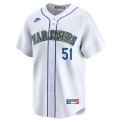 Alternative view of Ichiro Suzuki Seattle Mariners White Throwback Jersey - All Stitched