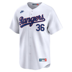 Alternative view of Wyatt Langford Texas Rangers White 1993 Cooperstown Limited Jersey - All Stitched