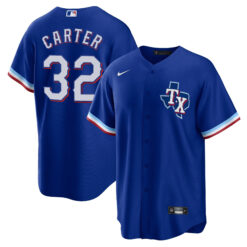 Evan Carter Texas Rangers Royal Blue Alternate Jersey - All Stitched