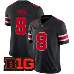 Arvell Reese Ohio State Buckeyes Football Black Game Jersey - All Stitched