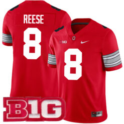 Arvell Reese Ohio State Buckeyes Football Scarlet Alternate Jersey - All Stitched
