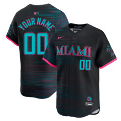 Custom Miami Marlins Black 2025 City Connect Limited Jersey - All Stitched