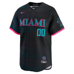 Alternative view of Custom Miami Marlins Black 2025 City Connect Limited Jersey - All Stitched