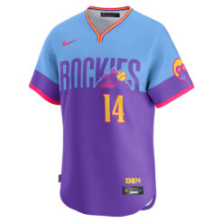 Alternative view of Ezequiel Tovar Colorado Rockies Purple Light Blue 2025 City Connect Limited Jersey - All Stitched
