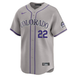 Alternative view of Nolan Jones Colorado Rockies Grey Road Limited Jersey - All Stitched