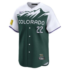 Alternative view of Nolan Jones Colorado Rockies Green 2022 City Connect Limited Jersey - All Stitched