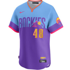 Alternative view of Germán Márquez Colorado Rockies Purple Light Blue 2025 City Connect Limited Jersey - All Stitched