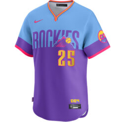 Alternative view of CJ Cron Colorado Rockies Purple Light Blue 2025 City Connect Limited Jersey - All Stitched