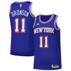 Jalen Brunson New York Knicks Blue Statement Edition Jersey - All Stitched