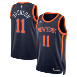 Jalen Brunson New York Knicks Navy Statement Edition Jersey - All Stitched