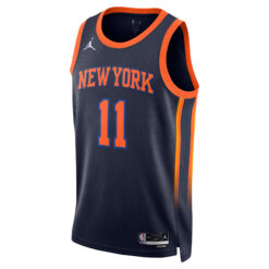 Alternative view of Jalen Brunson New York Knicks Navy Statement Edition Jersey - All Stitched