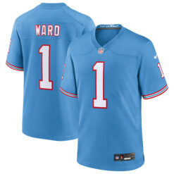 Cam Ward Tennessee Titans Light Blue Alternate Oilers Throwback Jersey - All Stitched