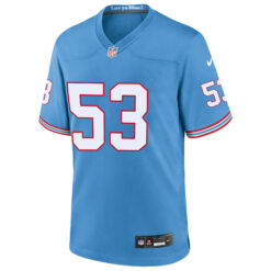 Alternative view of Oluwafemi Oladejo Tennessee Titans Light Blue Alternate Oilers Throwback Jersey - All Stitched